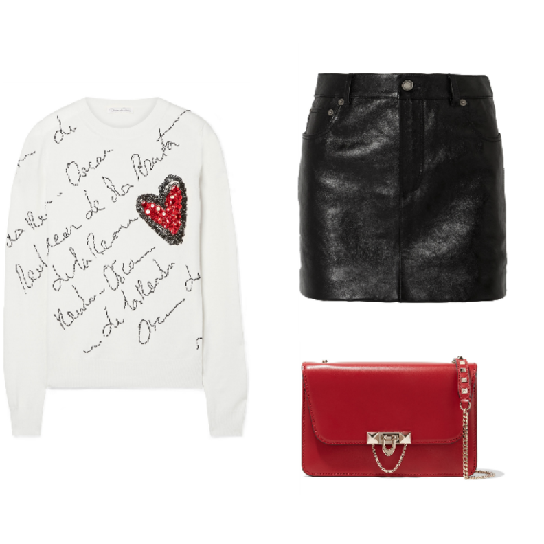 اطلالة شبابية لعيد الحب في التنورة الجلدية.