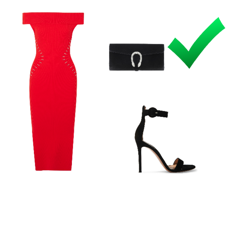 يجب عدم تنسيق اكسسوارات باللون الأحمر مع الفستان الأحمر