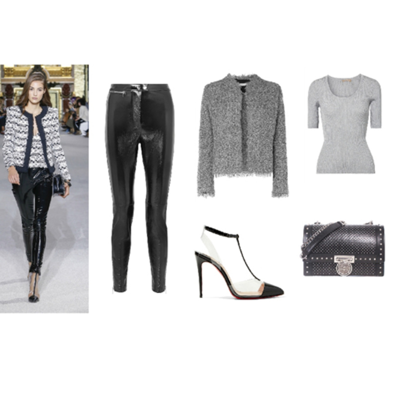 اطلالة عصرية مستوحاة من بالمان في البنطلون الجلدي اللامع