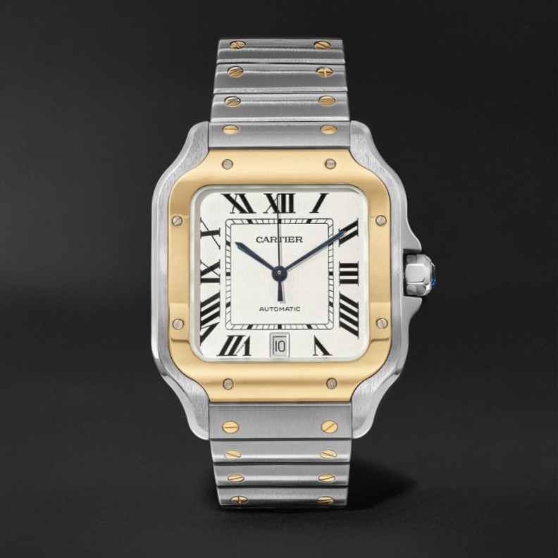 ساعة Santos Automatic Large من الذهب الوردي