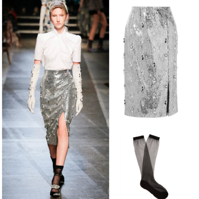 اطلالة عصرية في التنورة الميدي البراقة