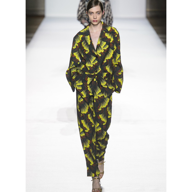 بناطيل واسعة مشجرة وكاجوال باللون الاصفر من دار ‏‎ Dries Van Noten