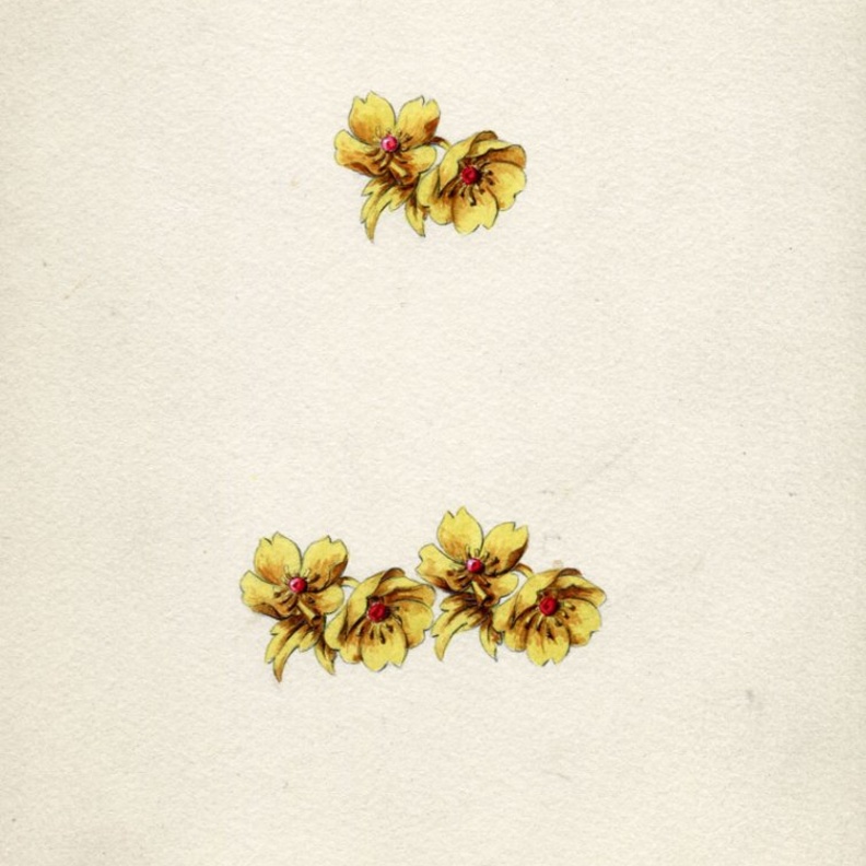 رسم لمشبك يضم ثلاث زهور عام 1940 محفوظات فان كليف آند آربلز