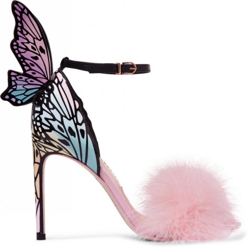 صندل كعب عالي مزين بالريش الانيق من Charlotte Olympia