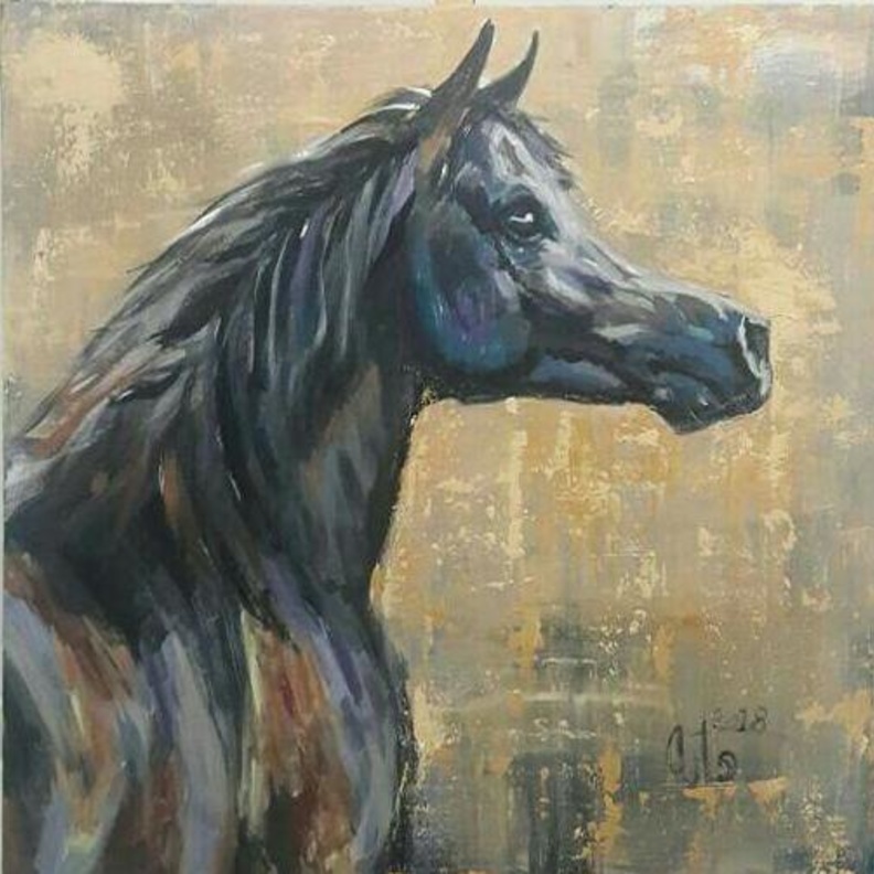 من لوحات الفنانة التشكيلية هابه شاوش.