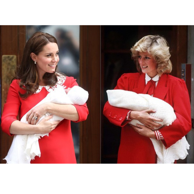 شبه كبير بين اطلالة كيت واطلالة الاميرة ديانا لدى خروجها من المستشفى بعد ولادة الامير هاري