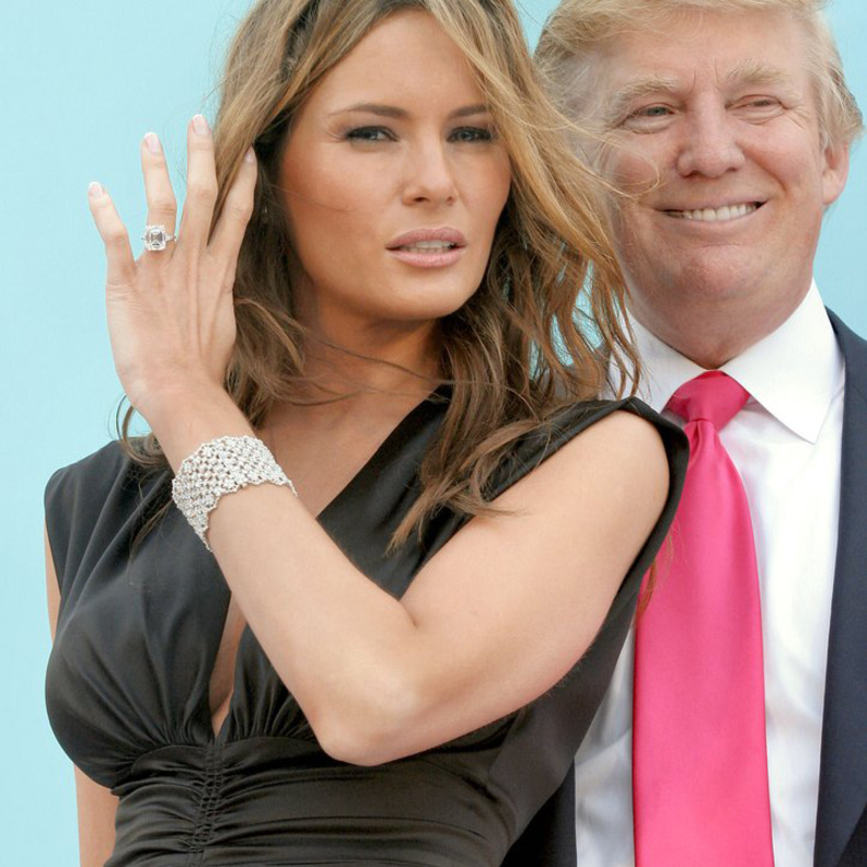 تألق ميلانيا ترامب بأقراط الماس والاحجار الكريمة