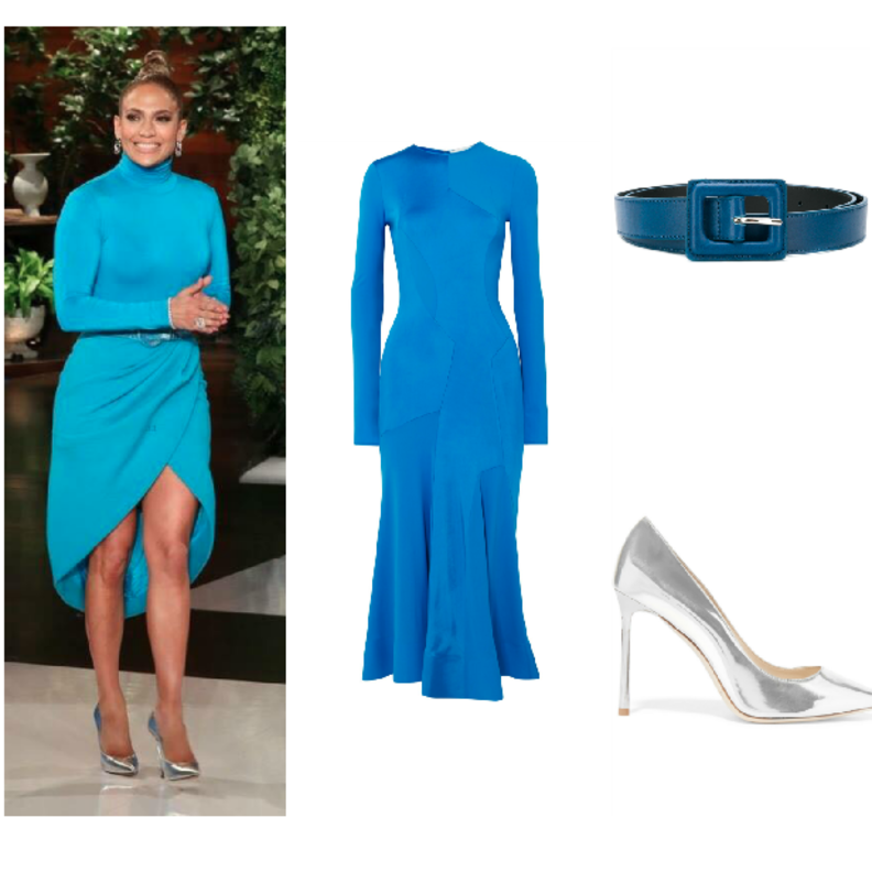 اطلالة بالفستان البراق بأسلوب جينيفر لوبيز.