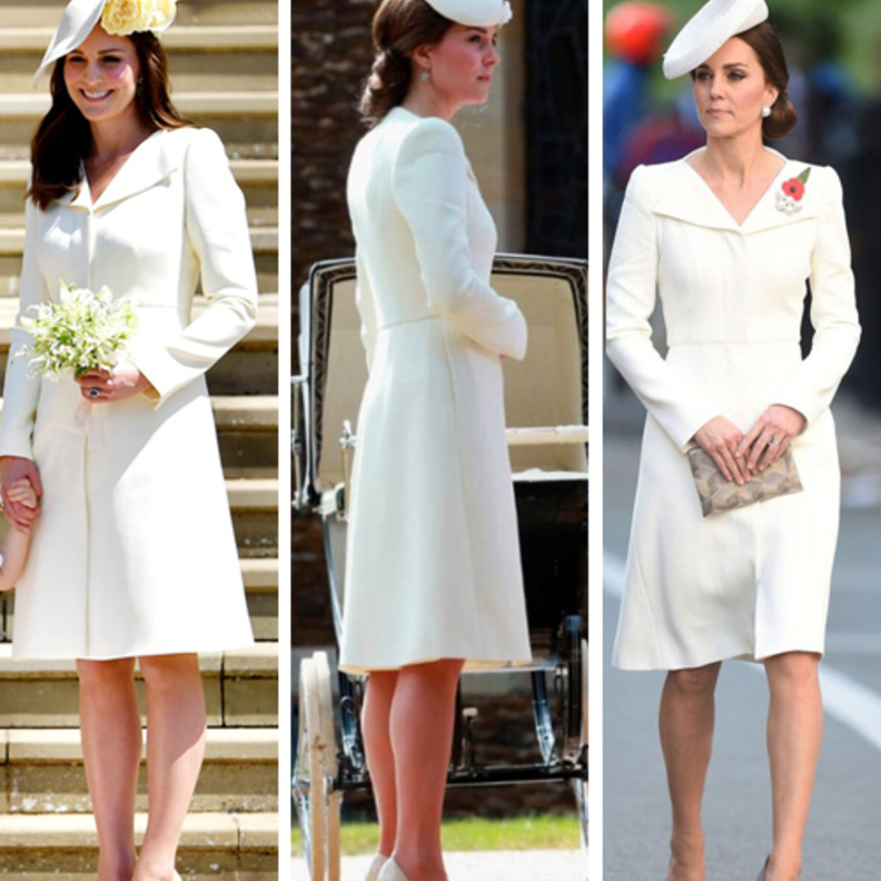 كيت ميدلتون بقبعة من Philip Treacy بلون مماثل للفستان