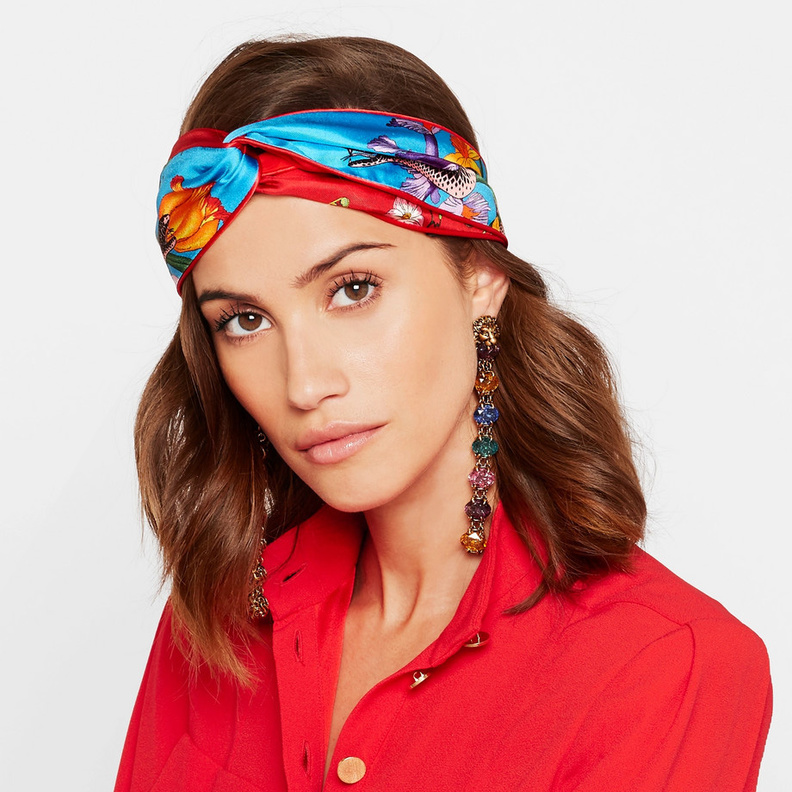 اكسسوارات شعر من GUCCI Embellished printed silk-twill headwrap