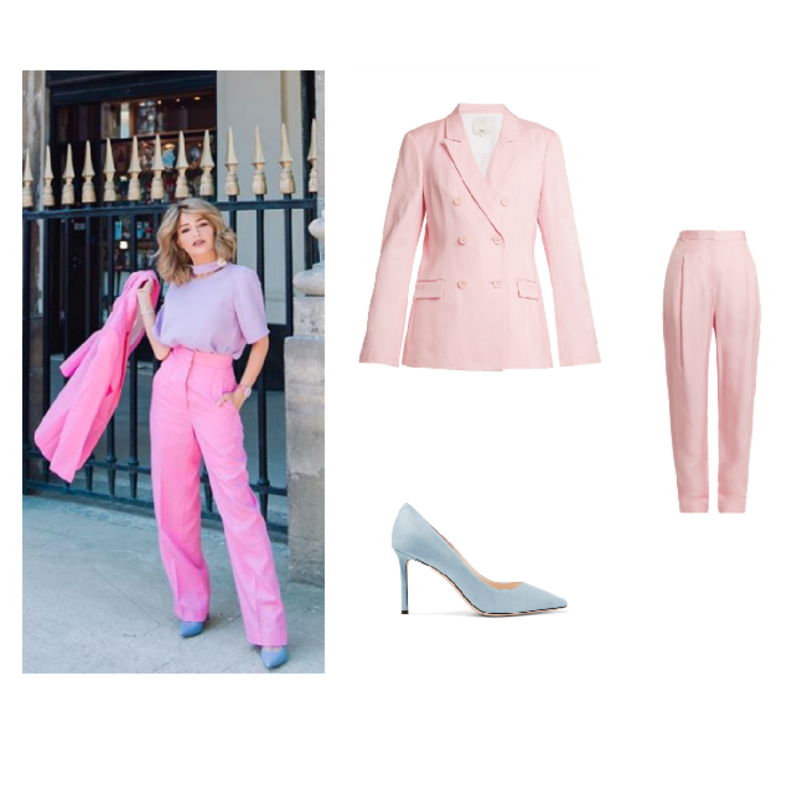 اطلالة بالبدلة البيضاء بأسلوب جيسيكا قهواتي