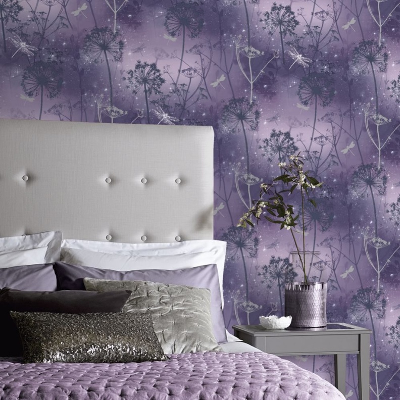  جمال اللون الموف في ديكور زاوية غرفة النوم