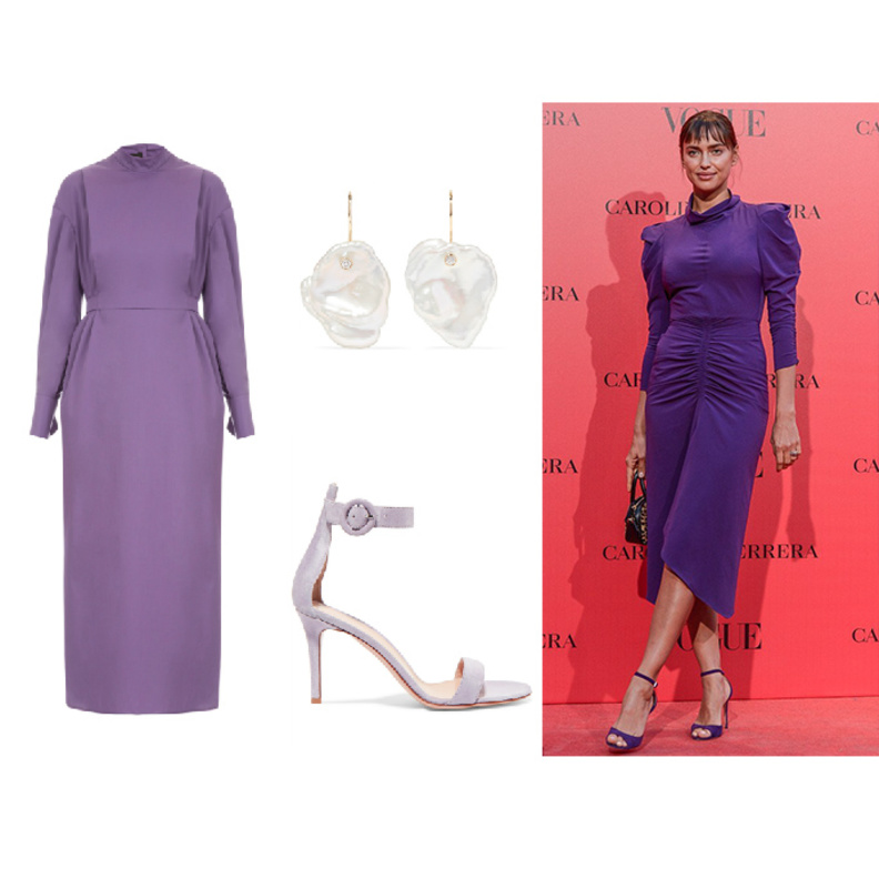 أناقة ورقي بالفستان البنفسجي بأسلوب ايرينا شايك