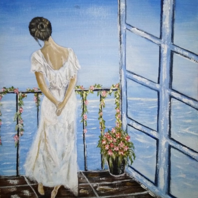 من لوحات الفنانة التشكيلية مزنه القحطاني