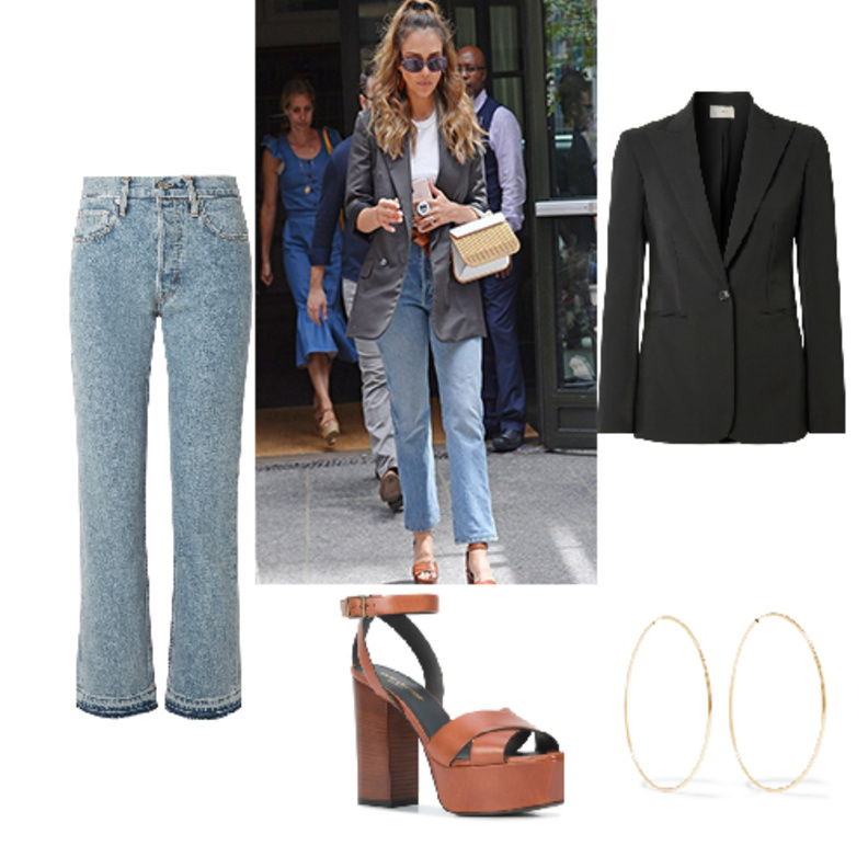 اطلالة كاجوال في البليزر بأسلوب جيسيكا البا