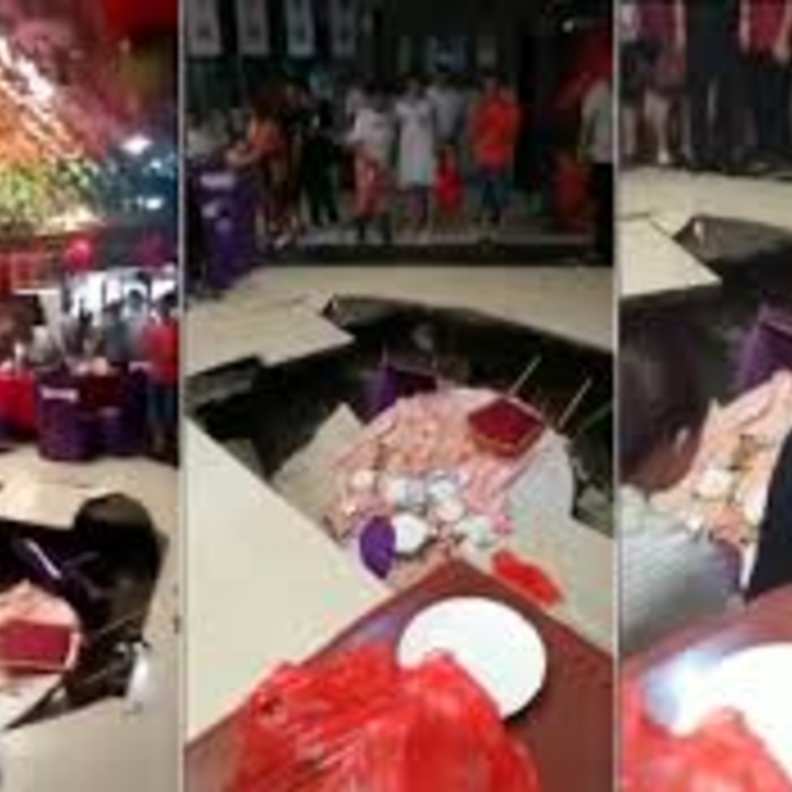  سقوط الطاولة افسد حفل الزفاف