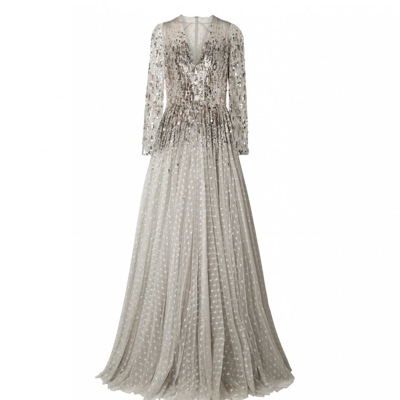 فستان من NAEEM KHAN بقماش من الشيفون المشكوك 