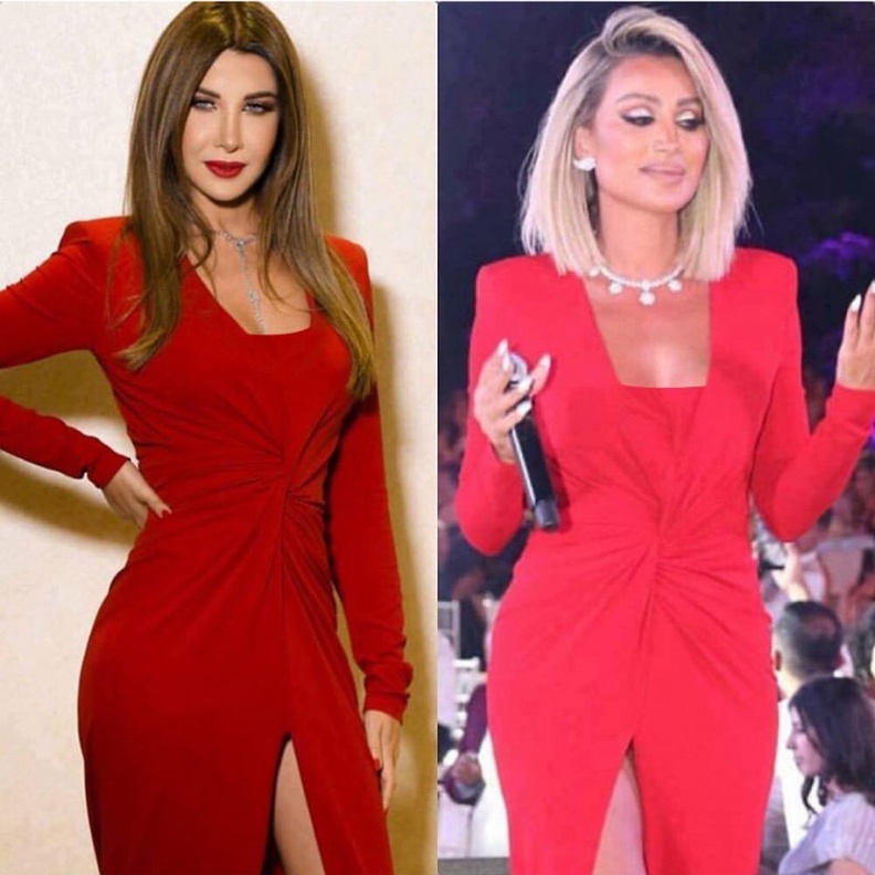من بدت أجمل باللون الأحمر... مايا دياب أو نانسي عجرم؟