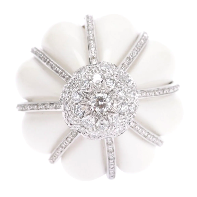 خاتم بحجر الزفير الزهري والماس من ATHENA