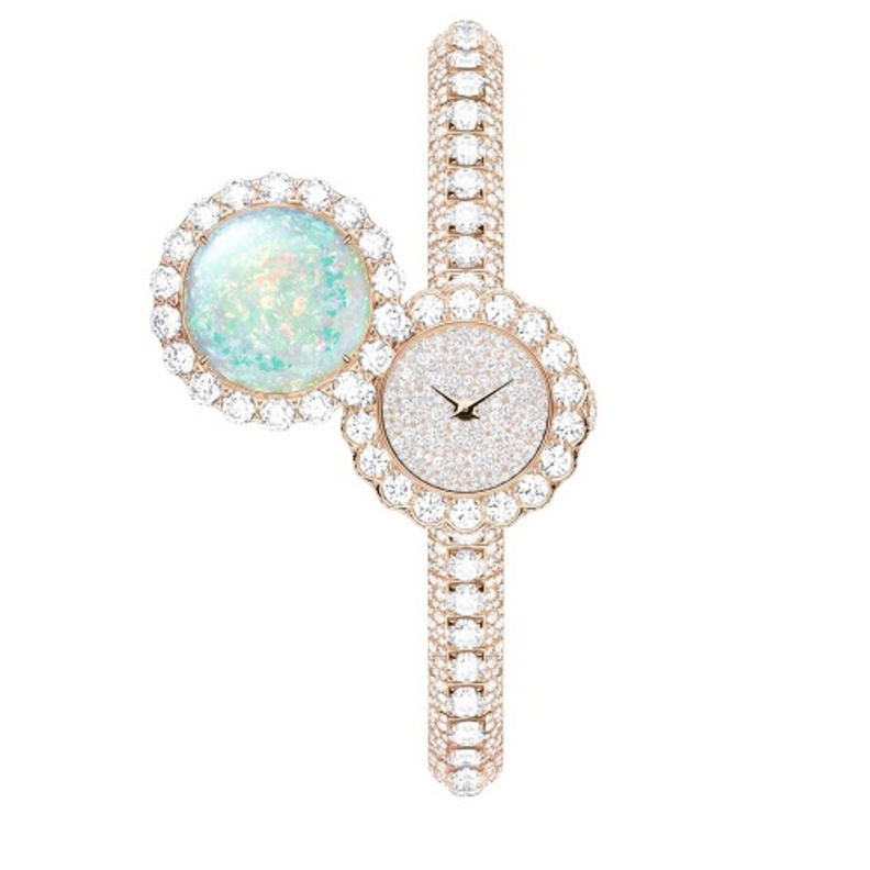 ساعة ديور من الذهب الأبيض والاوبال البني