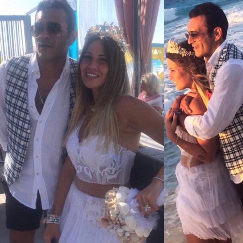 الين وطفا الى جانب عريسها خالد المولى