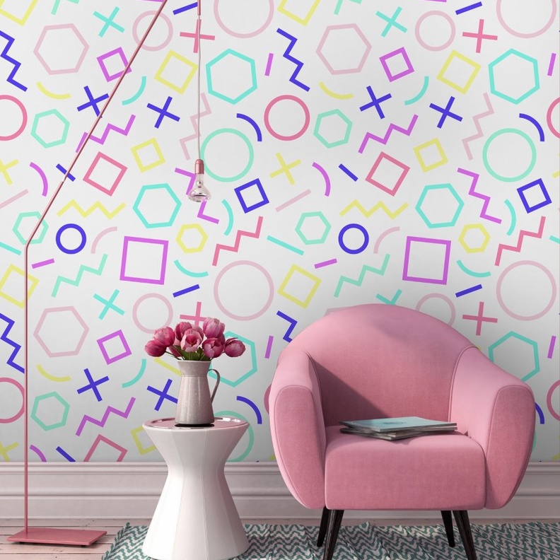 ورق جدران غرفة معيشة مصمم برسومات من الطبيعة