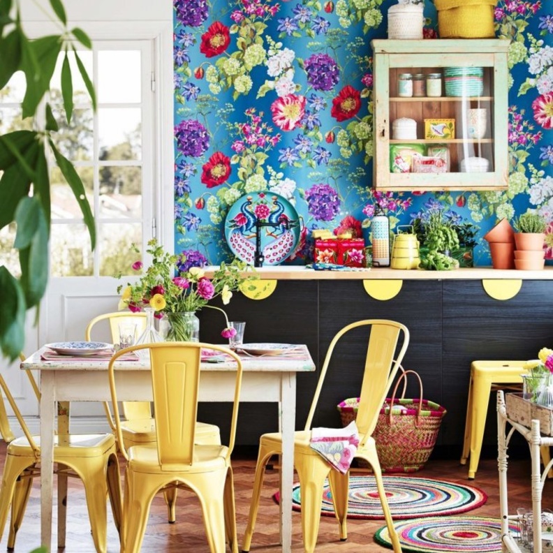 روعة الألوان في ديكور المطبخ الريفي