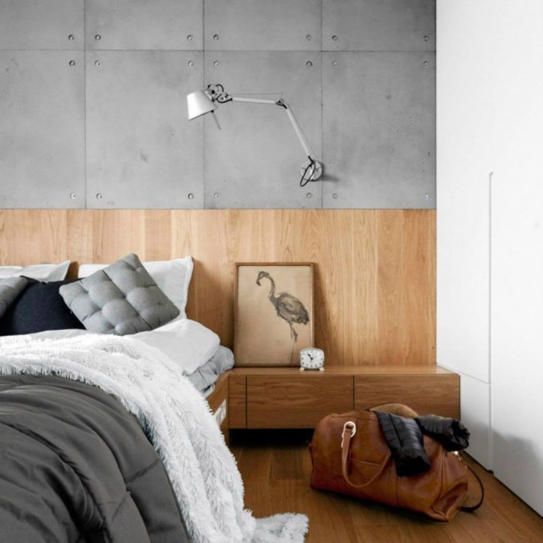 جدران خرسانية تحيط بالسرير وتعطيه مظهرا خاصا