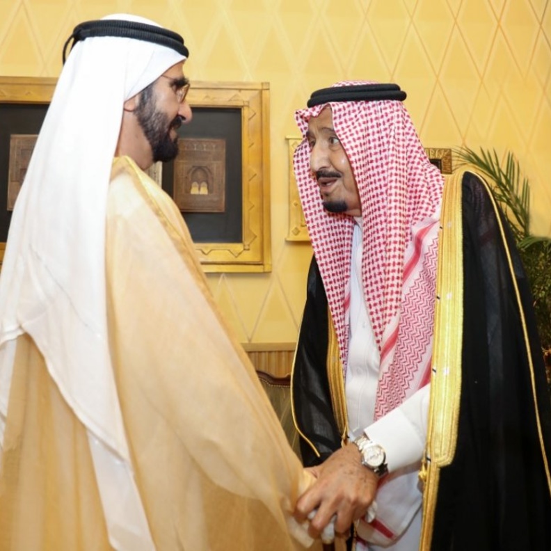 الملك سلمان يستقبل محمد بن راشد في الرياض