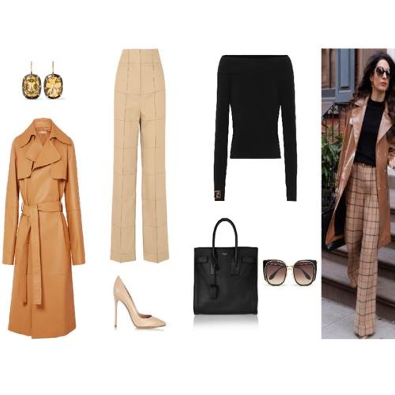 أسلوب راقي وأنيق بالمعطف العسلي على طريقة أمل كلوني