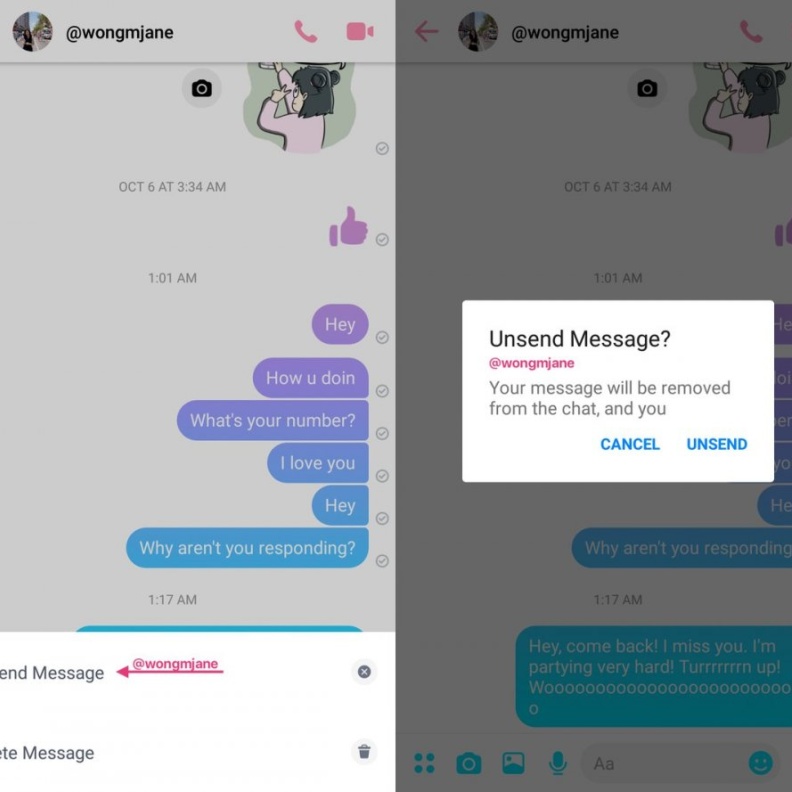 فيسبوك تطرح ميزة إلغاء إرسال الرسائل عبر تطبيقها ماسنجر
