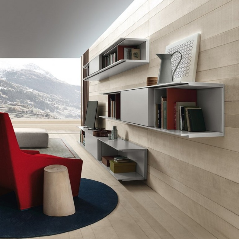 ثلاثية من المكاتب لديكور جدار غرفة المعيشة المخصص للتلفاز