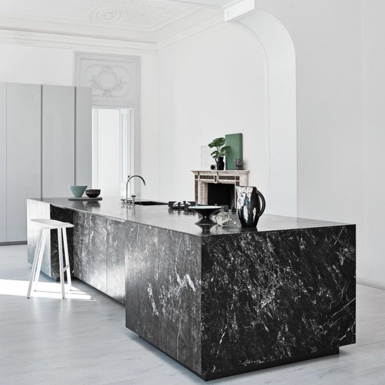 الرخام الصرف في تصميم الحوض في المطبخ 