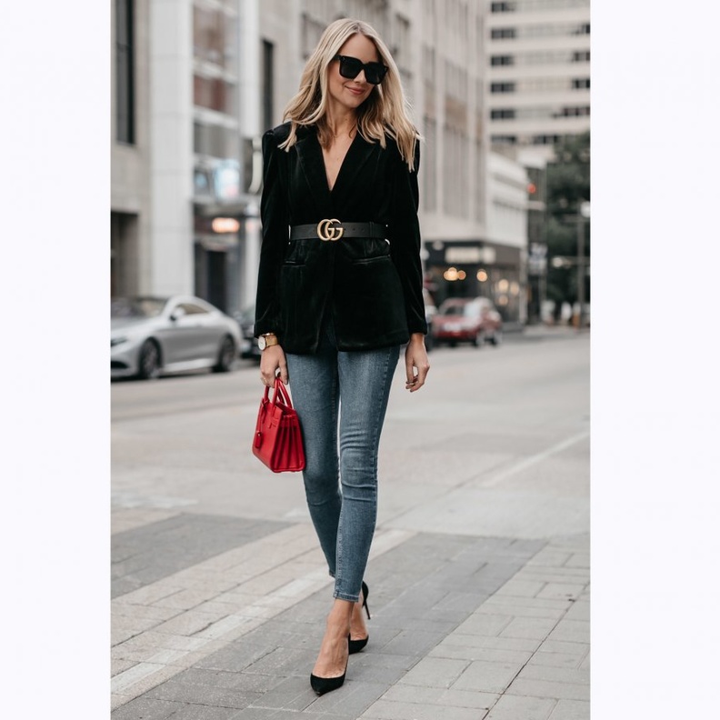  زيني جاكيت البليزر بحزام على الخصر