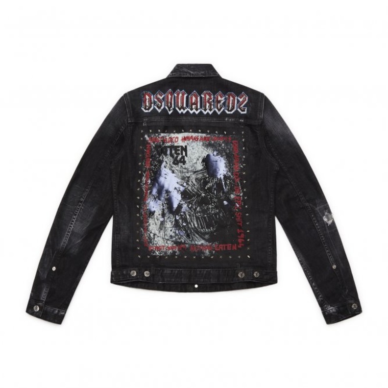 جاكيت جينز من الدينيم باللون الأسود