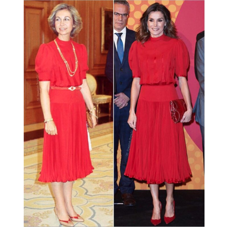  ملكة اسبانيا صوفيا ارتدت هذا الفستان الأحمر لأول مرة في عام ١٩٨٠