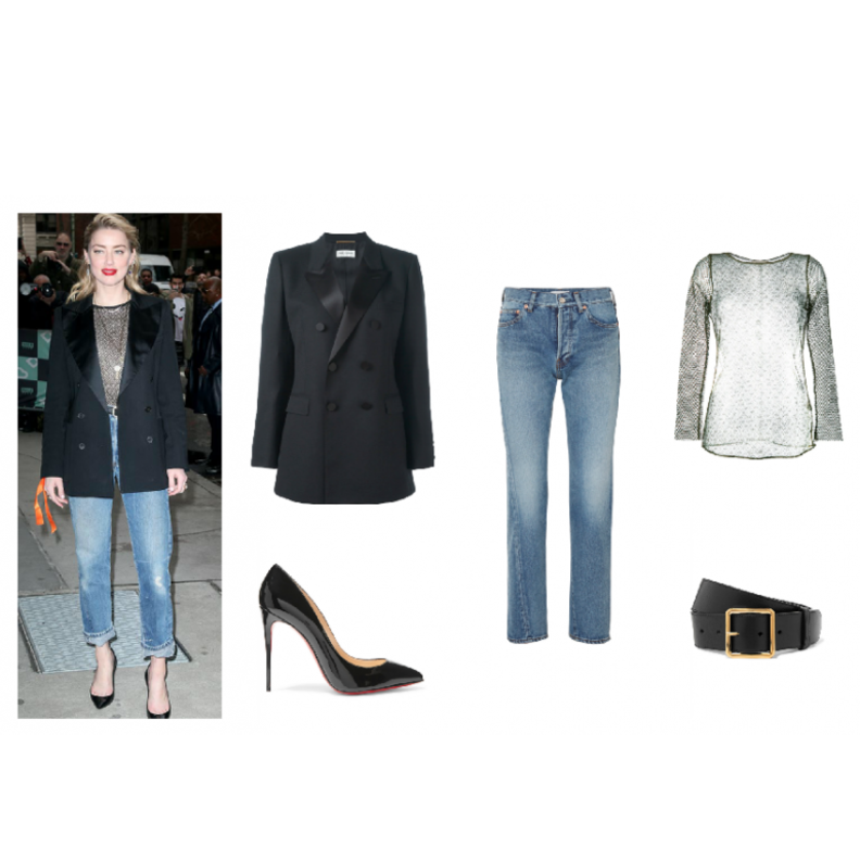 اطلالة عصرية نسقتها امبر هيرد في الجينز والبليزر استوحي منها