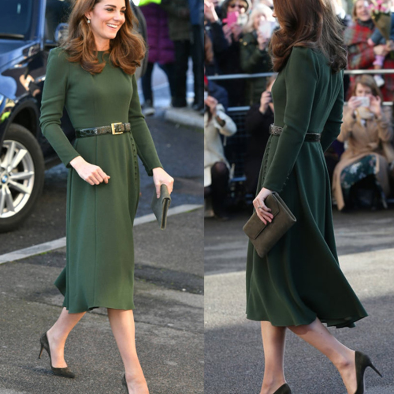 إطلالة ساحرة للأميرة كيت ميدلتون باللون الزيتي الداكن