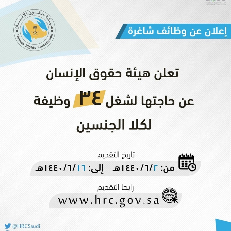 وظائف شاغرة للرجال والنساء بـ هيئة حقوق الإنسان