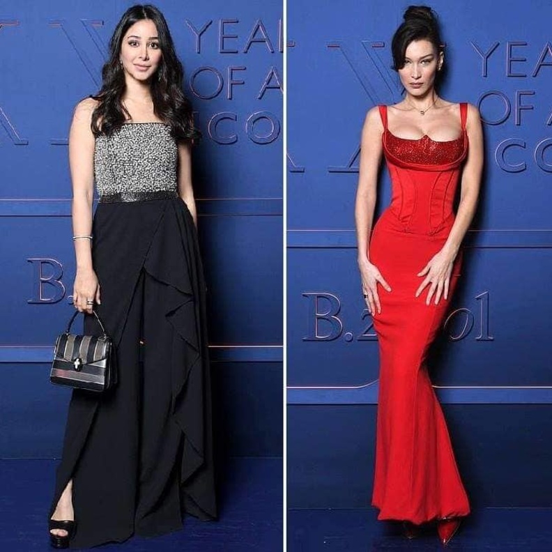 ما الذي جمع إطلالة أسيل عمران ببيلا حديد؟