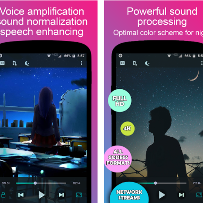 تطبيق Night Video Player و ميزة الوضع المظلم أول تطبيق مُزوّد بميزة تحسين الصوت