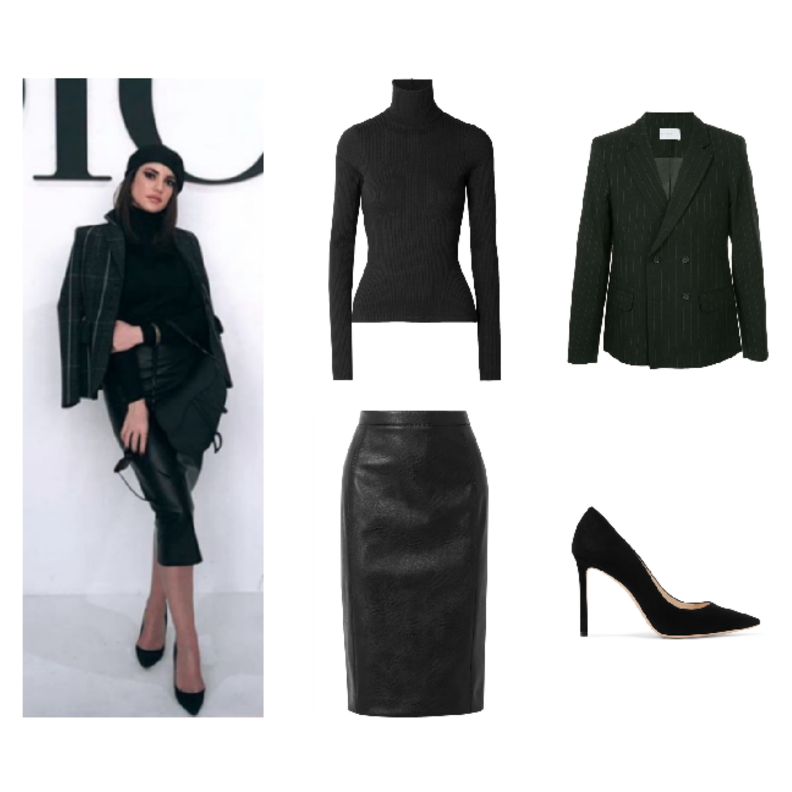 اطلالة أنيقة في التنورة الجلد الميدي من درة زروق