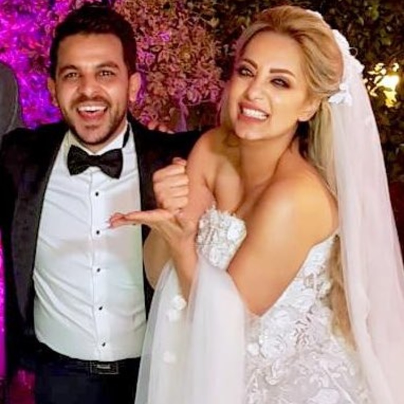 مي حلمي ومحمد رشاد في حفل زفافهما