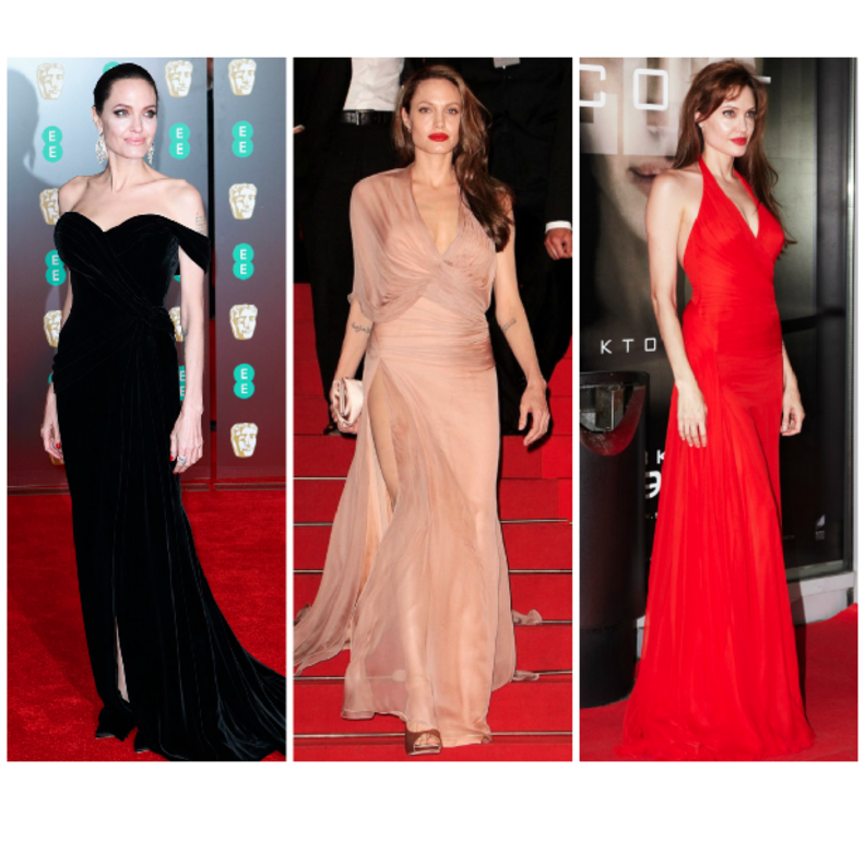 البساطة والأناقة عنوان خيارات أنجلينا لفساتين السهرة