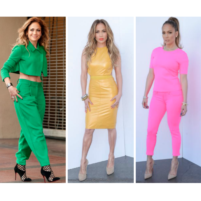 طرق تنسيق اطلالات ملونة وجذابة مستوحاه من جينيفر لوبيز!