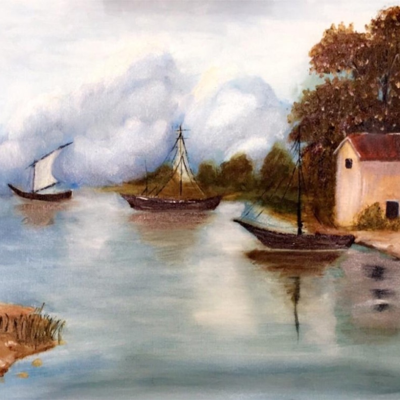 احدى أعمال الفنانة التشكيلية ابتسام راجحي