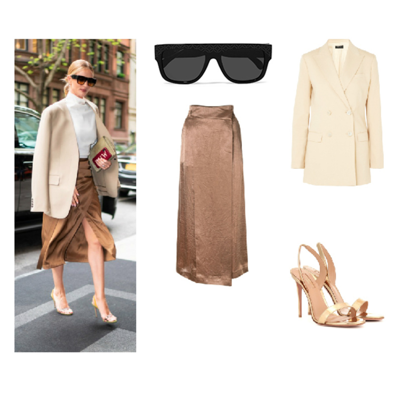 لوك شبابي نسقته بري لارسون في بدلة باللون البيج