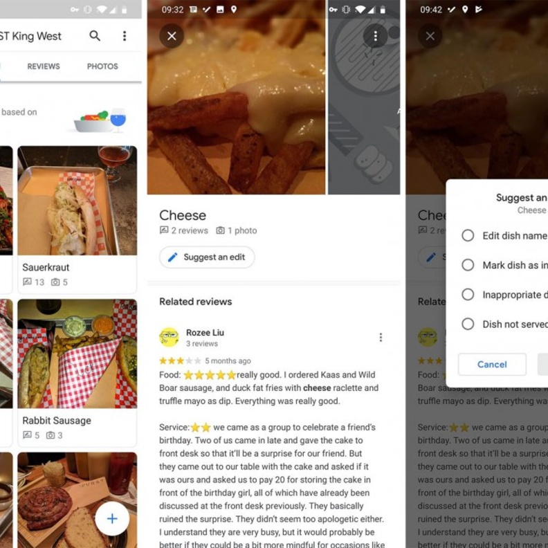 علامات تبويب قائمة المطاعم ستستخدم صور و علامات لتُظهِر أكثر الأطباق المحبوبة في مطعم ما