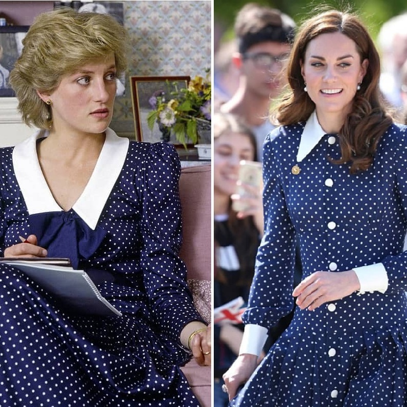 ليدي ديانا بفستان كحلي خلال زيارتها الرسمية عام 1985