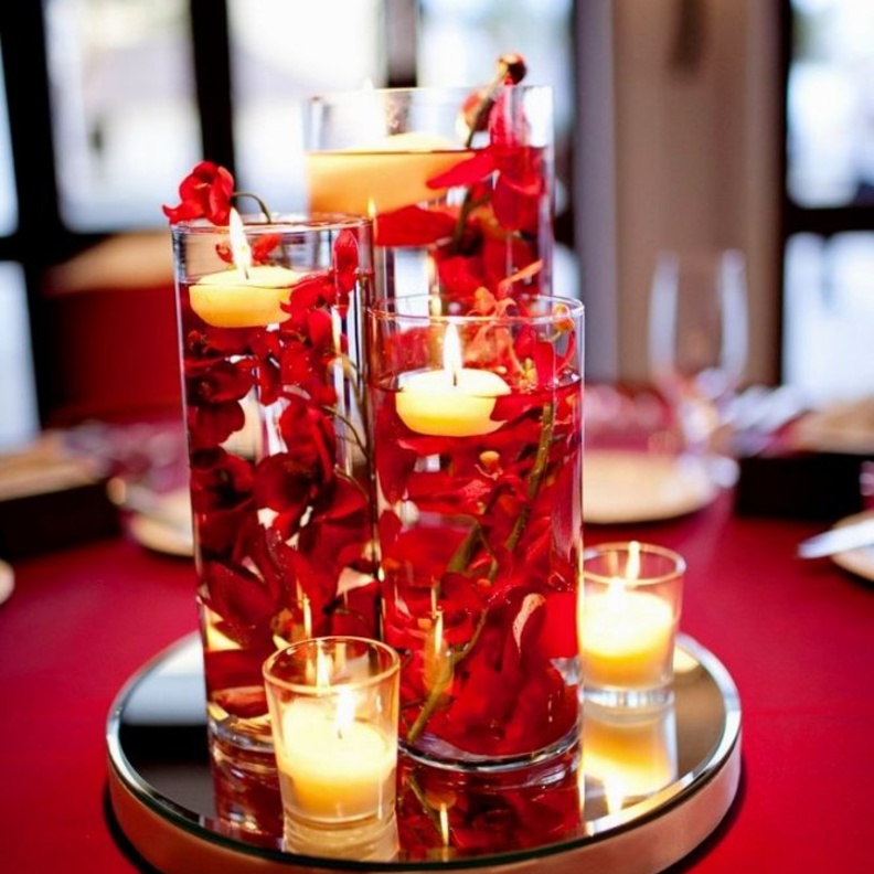 المزهريات مع الشموع لزينة فخمة و راقية لحفلة الزفاف